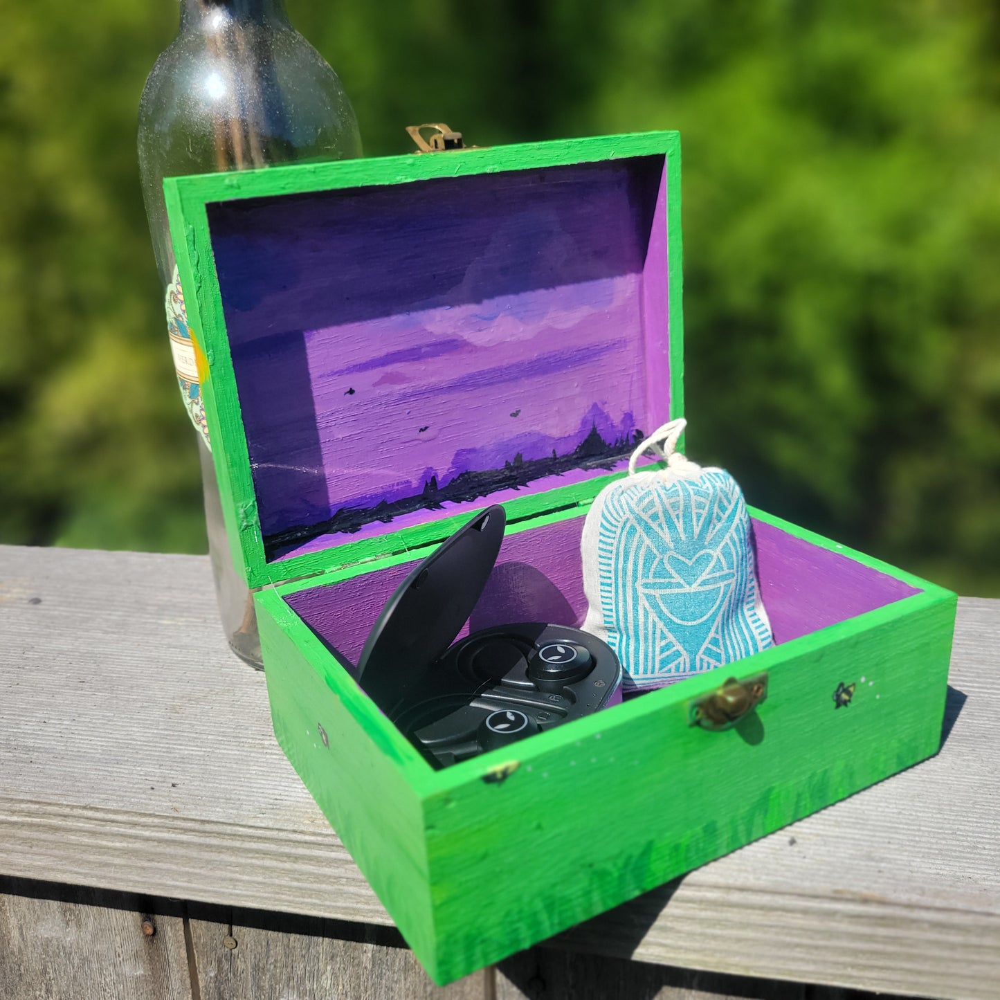 Inside hand painted jewelry chest